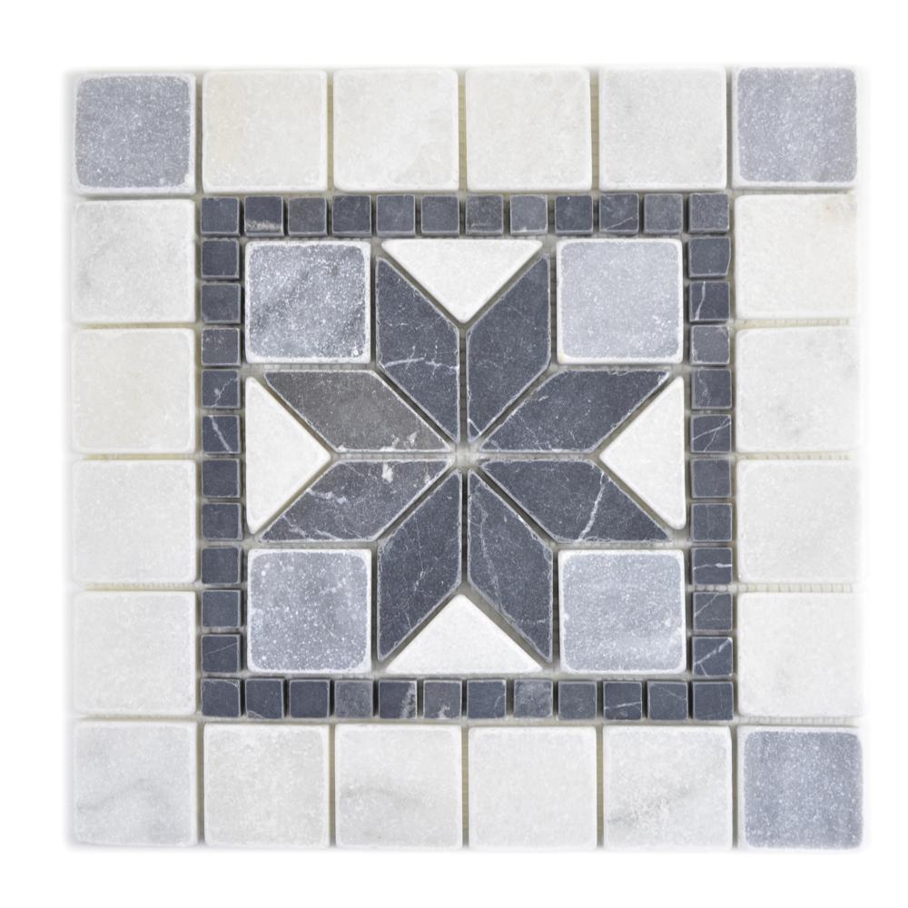 Mozaika kamienna - trawertyn kolor mix czarny biały szary mat T 322