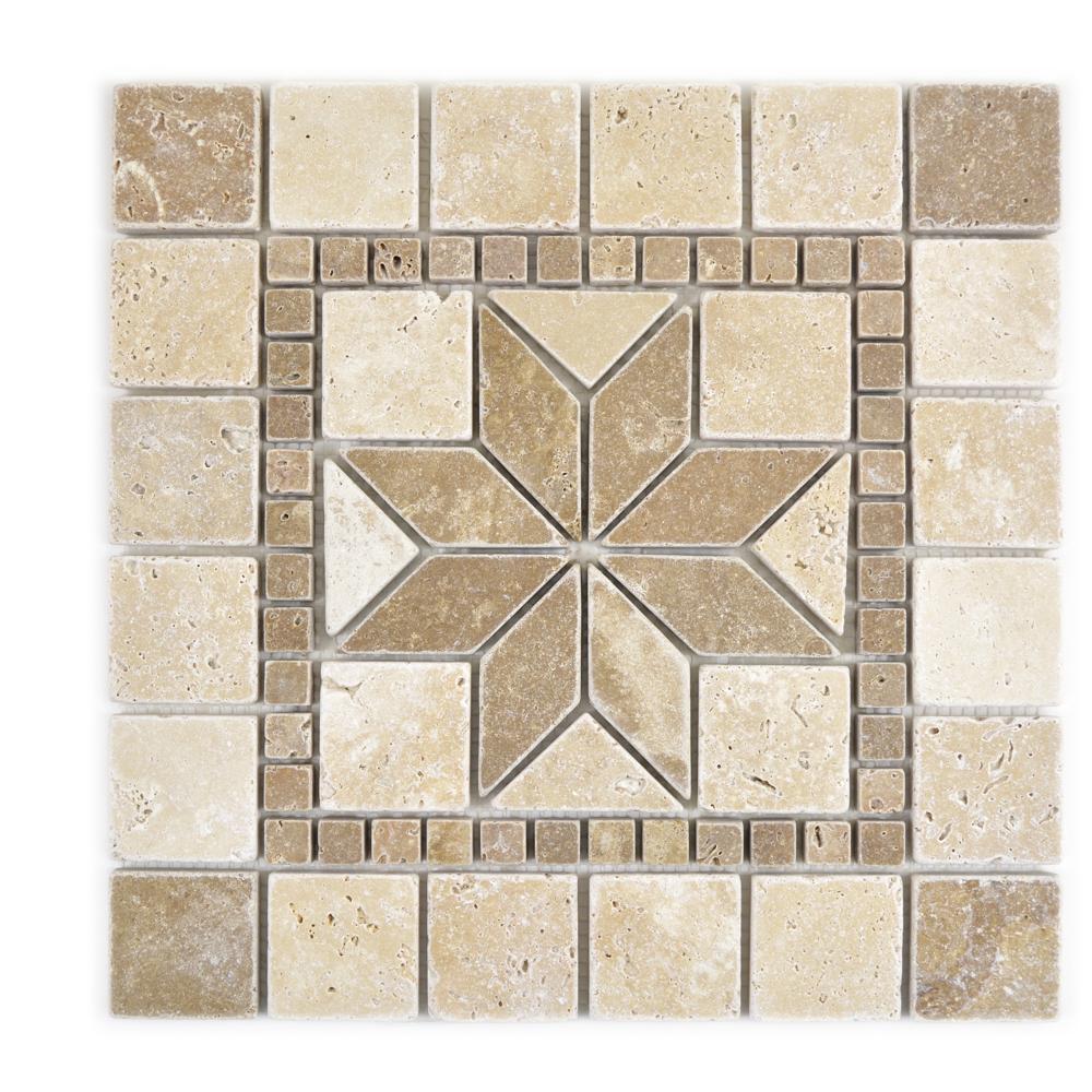 Mozaika kamienna - trawertyn kolor brązowy beżowy mat T 316