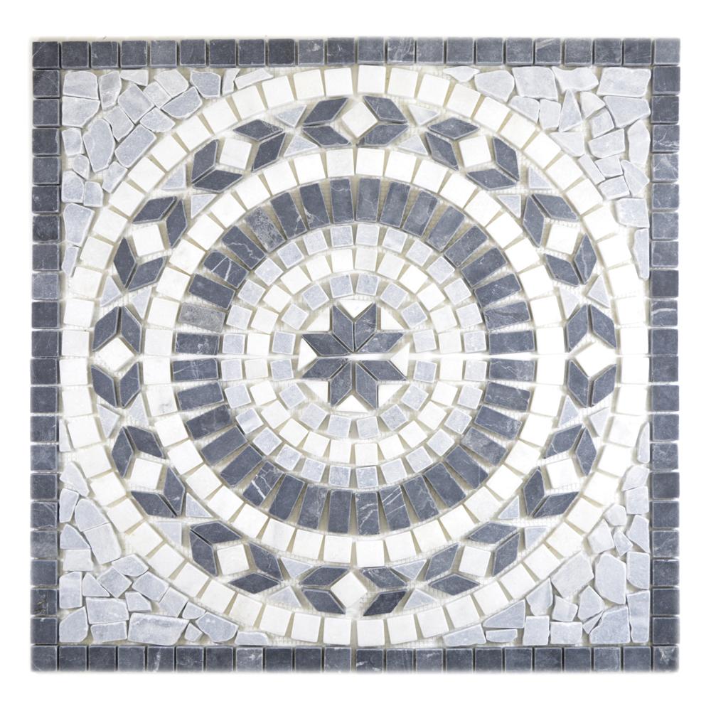 Mozaika kamienna - trawertyn kolor mix czarny biały szary mat T 323