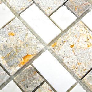 Mozaika kamienna - marmur kolor mix jany szary biały połysk T 306