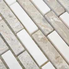 Załaduj obraz do przeglądarki galerii, Mozaika kamienna - marmur kolor mix jany szary biały połysk T 307
