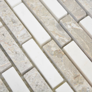Mozaika kamienna - marmur kolor mix jany szary biały połysk T 307