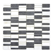 Załaduj obraz do przeglądarki galerii, Mozaika kamienna - marmur kolor mix czarny biały połysk T 300
