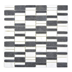 Mozaika kamienna - marmur kolor mix czarny biały połysk T 300