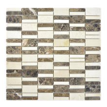 Załaduj obraz do przeglądarki galerii, Mozaika kamienna - marmur kolor brązowy beżowy połysk T 226

