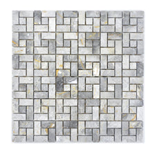 Załaduj obraz do przeglądarki galerii, Mozaika kamienna - marmur kolor jasny szary połysk T 281

