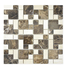 Załaduj obraz do przeglądarki galerii, Mozaika kamienna - marmur kolor brązowy beżowy połysk T 228
