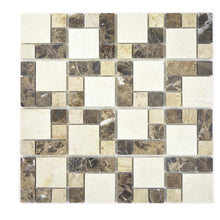 Załaduj obraz do przeglądarki galerii, Mozaika kamienna - marmur kolor brązowy beżowy połysk T 229

