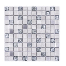 Załaduj obraz do przeglądarki galerii, Mozaika mix/mozaika - stal nierdzewna kolor mix szary biały połysk T 496
