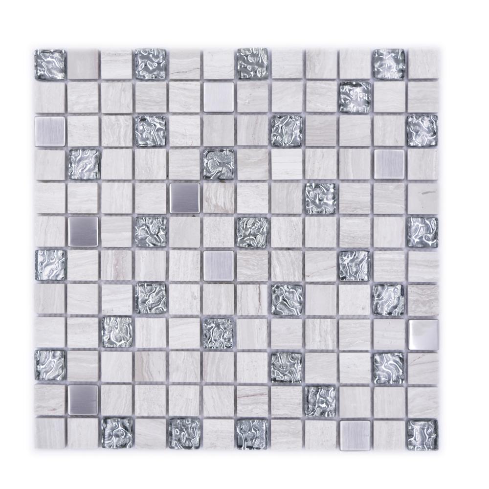 Mozaika mix/mozaika - stal nierdzewna kolor mix szary biały połysk T 496