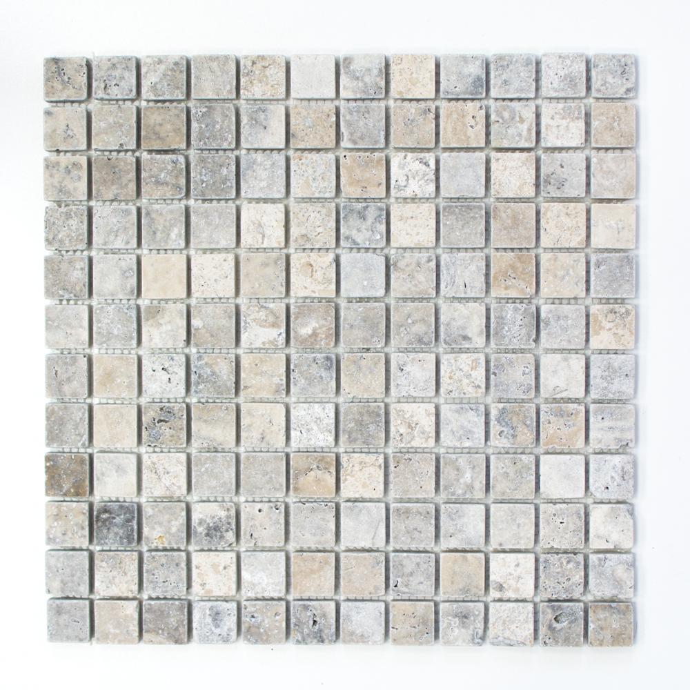 Mozaika kamienna - traweryn kolor mix biały szary mat T 362