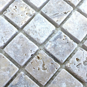 Mozaika kamienna - traweryn kolor mix biały szary mat T 362