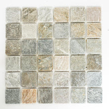 Załaduj obraz do przeglądarki galerii, Mozaika kamienna - kwarcyt kolor mix beżowy szary mat T 214

