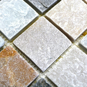 Mozaika kamienna - kwarcyt kolor mix beżowy szary mat T 214